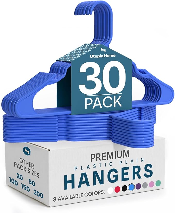 Utopia Home Plastic Hangers 30 Pack – Space Saving Clothes Hanger Blue | by UTOPIAHOME