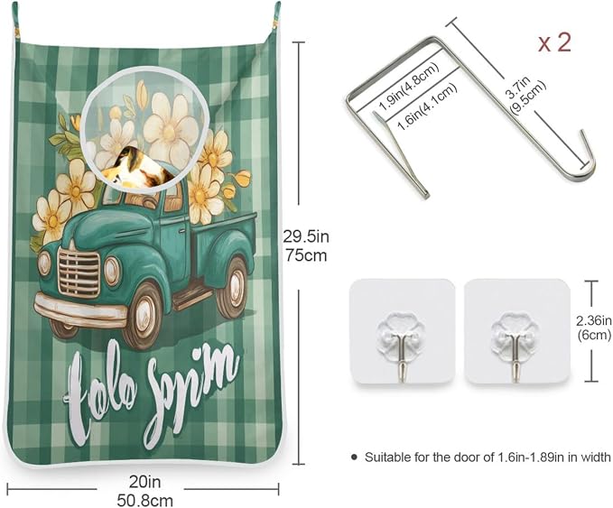 2PCS Hanging Laundry Hamper Bag Over the Door Laundry Hamper Wall Hamper Large - Image 3