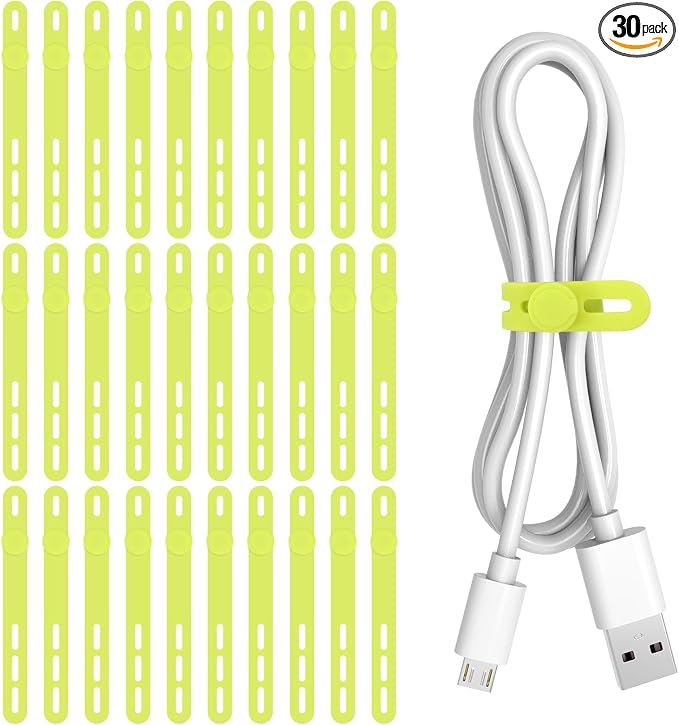 Donruby 30Pcs Silicone Cable Ties, Reusable Cord Organizer Straps, 4.7" by Donruby