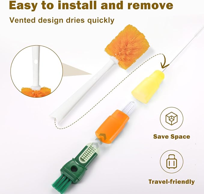 XYFuuee 5Pcs Water Bottle Cleaner Brush Set 5 in 1 Cup Straw Cleaning Brush | - Image 3