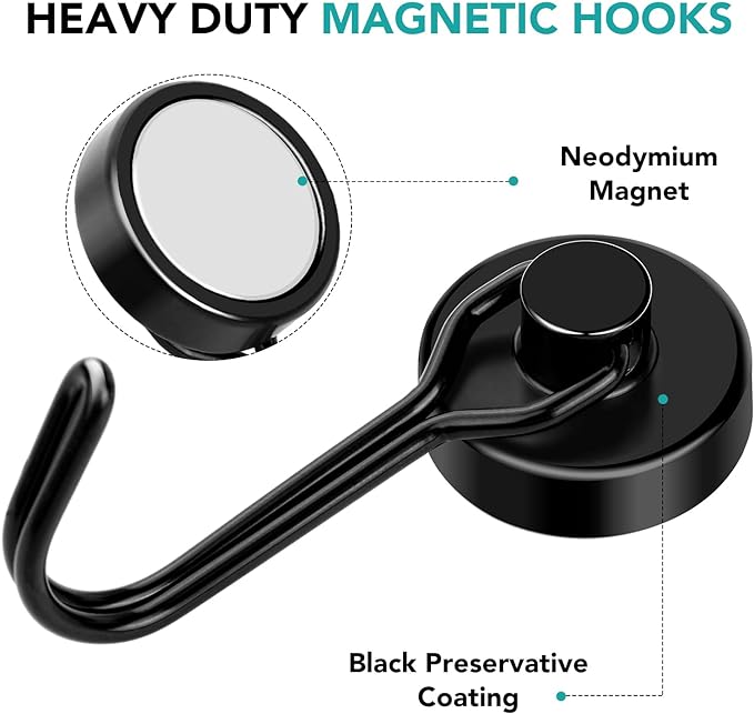 DIYMAG Magnetic Hooks, 40LBS Heavy Duty 4 Pack 2026 Cruise Ship Essentials - Image 4