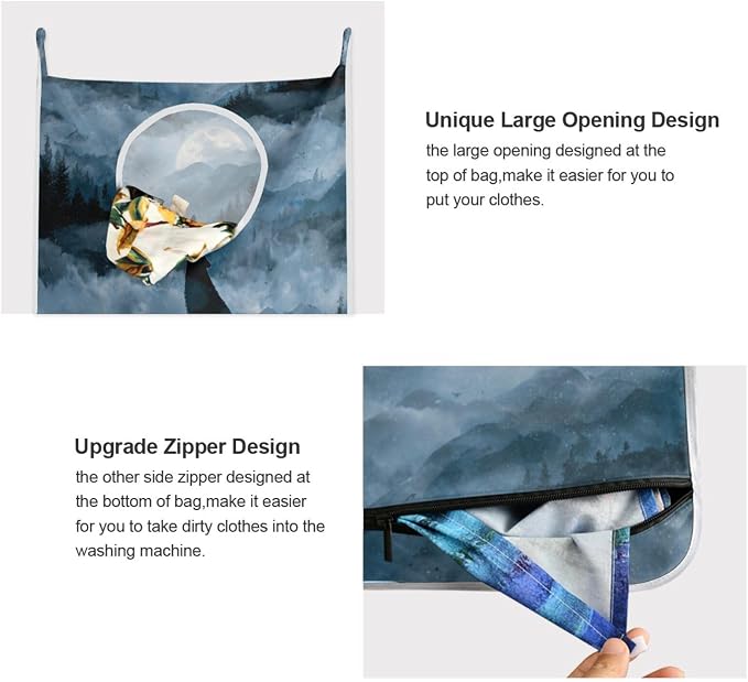 1PC Hanging Laundry Hamper Bag Over the Door Laundry Hamper Wall Hamper Large - Image 4