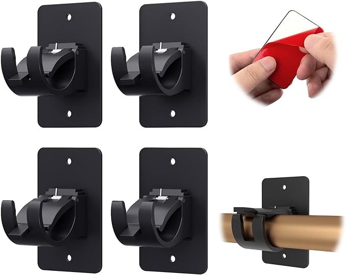 CIEMGNZOC 4 PCS Curtain Rod Bracket Holder, Universal Self Adhesive Wall Mount by CIEMGNZOC