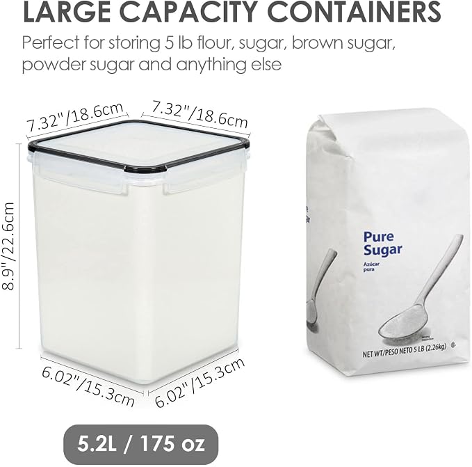 Vtopmart 5.2L Flour Sugar Storage Containers, Airtight Seal, BPA Free, Food - Image 2