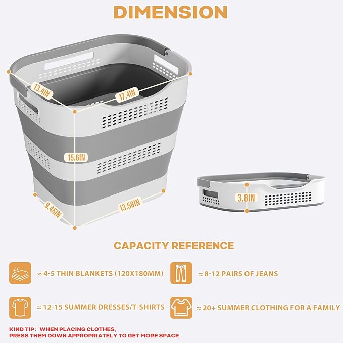OOAMBB 43L Collapsible Plastic Laundry Basket - Image 6