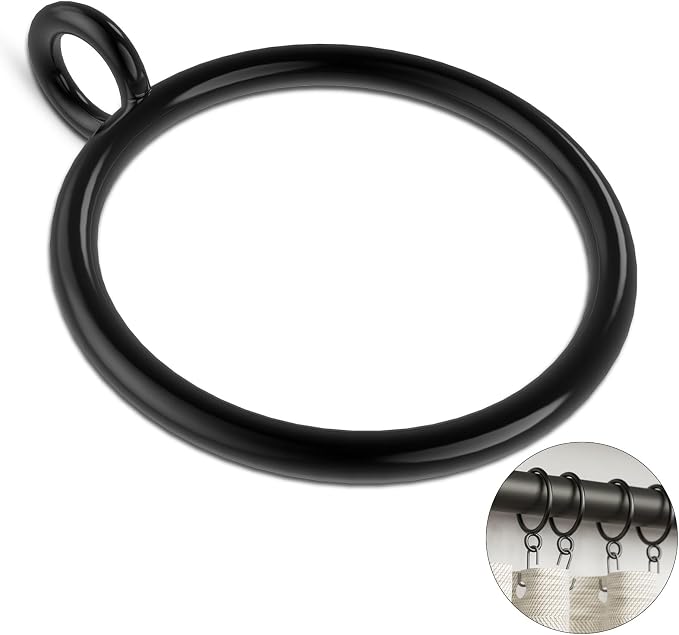 24 Pack Black Metal Curtain Rings by GASRONS