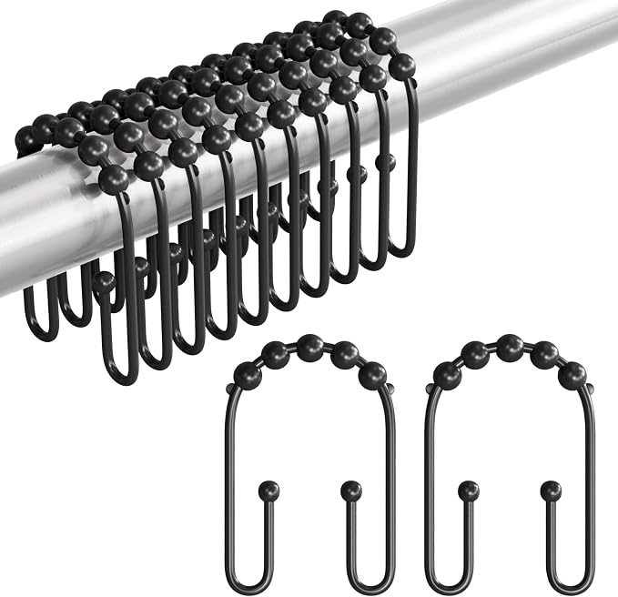 AmazerBath Shower Curtain Hooks Rings, Metal Shower Curtain Rings, Shower Rod - Image 9