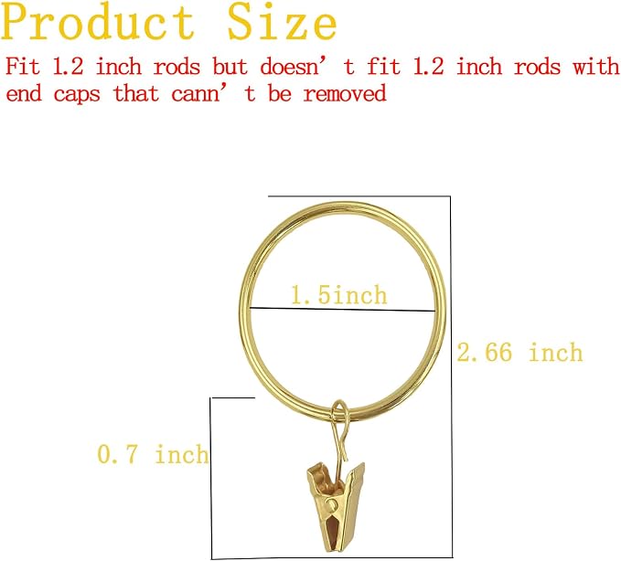 16 Pcs Curtain Rings with Clips, Window Clip Rings Curtain Hooks Hangers Clip - Image 2