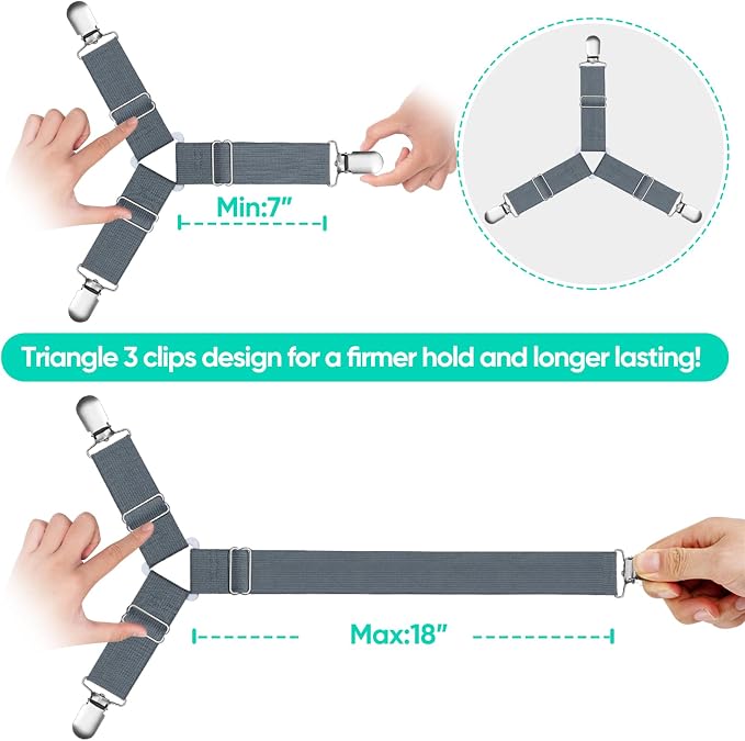 Bed Sheet Straps, Fitted Sheet Clips, Adjustable Sheet Fasteners, Say Goodbye - Image 3