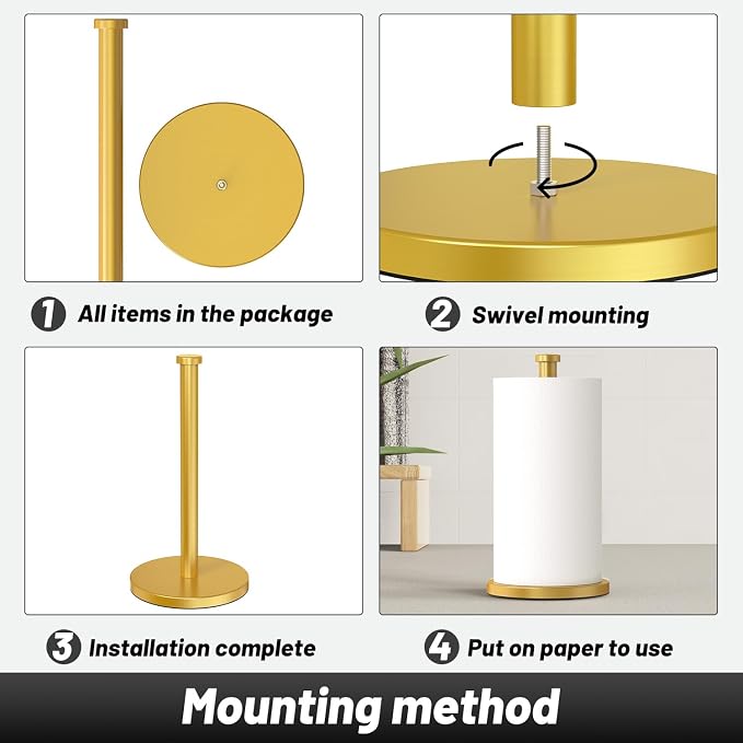 VEHHE Paper Towel Holder Countertop, 4 Non-Slip Suction Cups, Weighted Base - Image 6