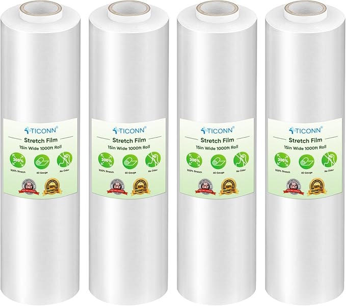TICONN Stretch Wrap Roll, 15 in x 1000 ft Plastic Wrap by TICONN