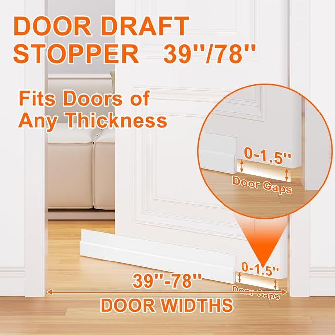 5Pack Door Draft Stopper, Blocks Cold Air, Dust & Light - Image 4