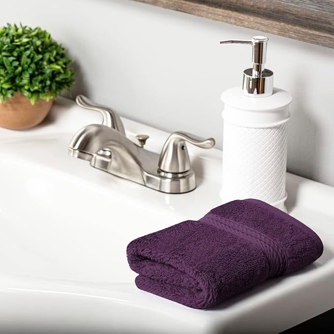 Superior Egyptian Cotton Plush & Absorbent, Face Towel Set of 6, Plum | Quick - Image 7