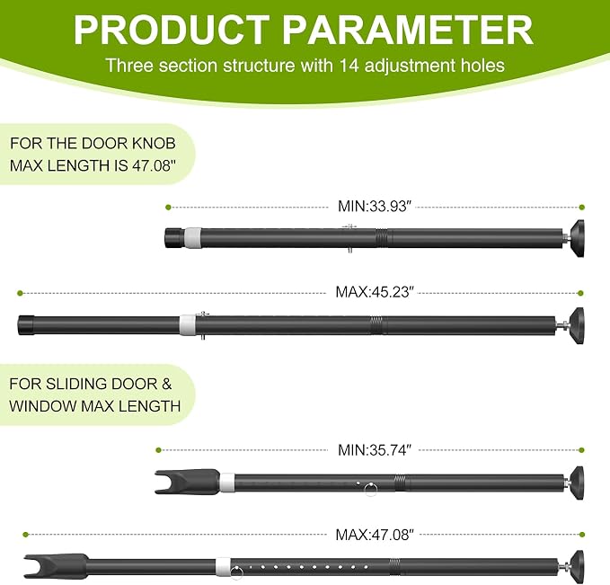 Sliding Glass Door Security Bar, Patio Door Barricade Security Bar, Apartment - Image 5