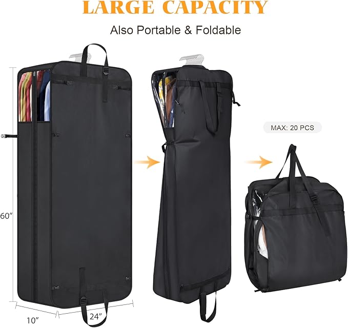 Univivi Garment Bag for Moving, Heavy Duty Suit Bag, 60 Inch, Non-woven Fabric - Image 2