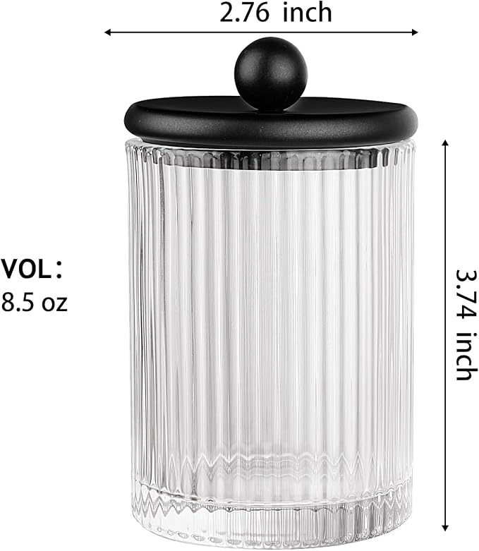 SheeChung 2 Pack Ribbed Glass Qtip Holder - Image 4