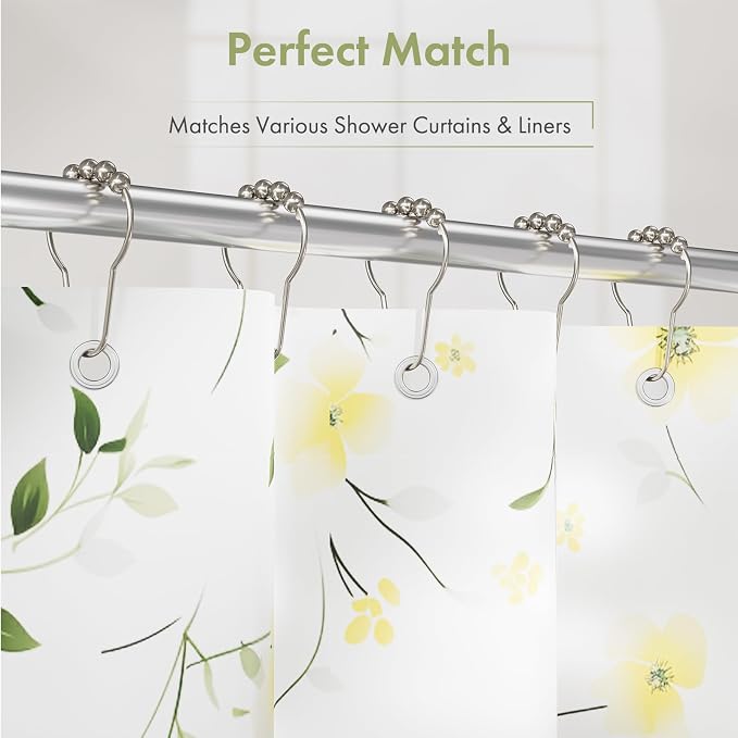 Shower Curtain Hooks, Decorative Rust Proof Stainless Steel Shower Curtain Hooks - Image 6