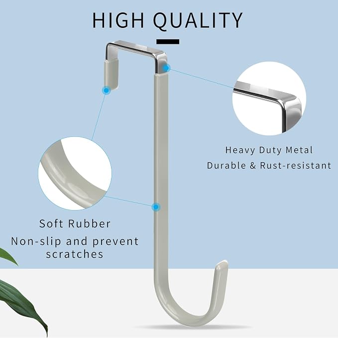 FYY Over the Door Hooks, Single-Hanger 4 Pack, Fits Doors 1.6" Grey | Heavy - Image 3