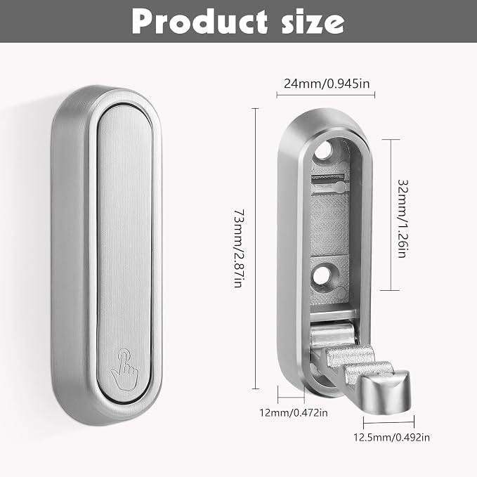 Folding Wall Hooks, 2 Pack, Zinc Alloy, Heavy Duty Coat Hooks | 90° Foldable - Image 3
