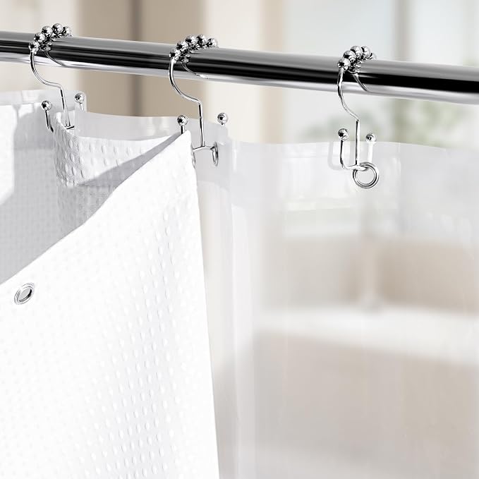 Vipfree 3 in 1 Shower Curtain Set, Waffle Shower Curtain and Liner Set - Image 7