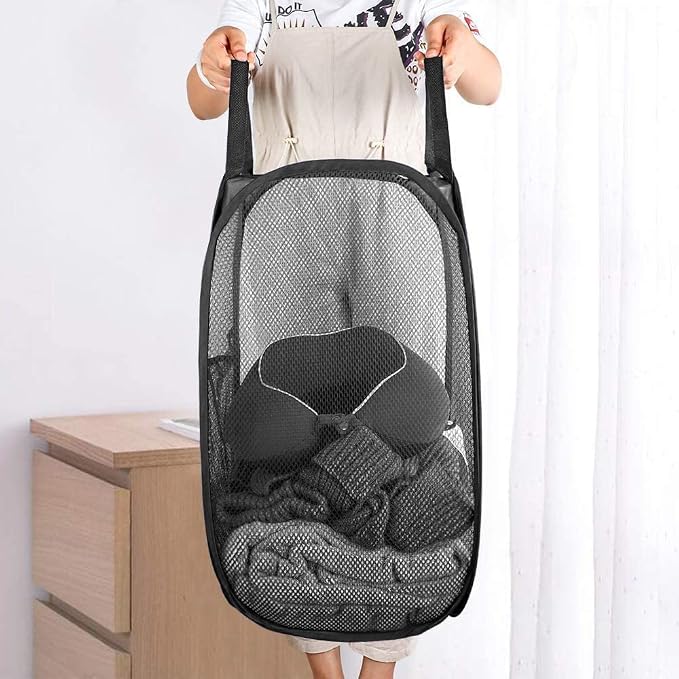 Pop Up Laundry Hampers, Collapsible Mesh Laundry Baskets - Image 3