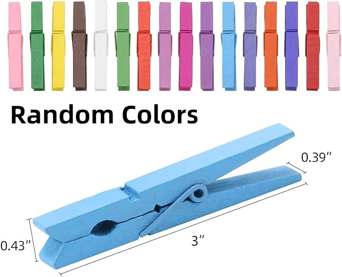 100pcs Colored Clothespins Wooden Heavy Duty Clothes Pins - Image 2