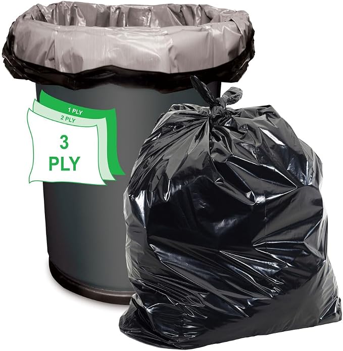 Aluf Plastics 45 Gallon 1.5 MIL Black Heavy Duty Trash Bags - Image 3