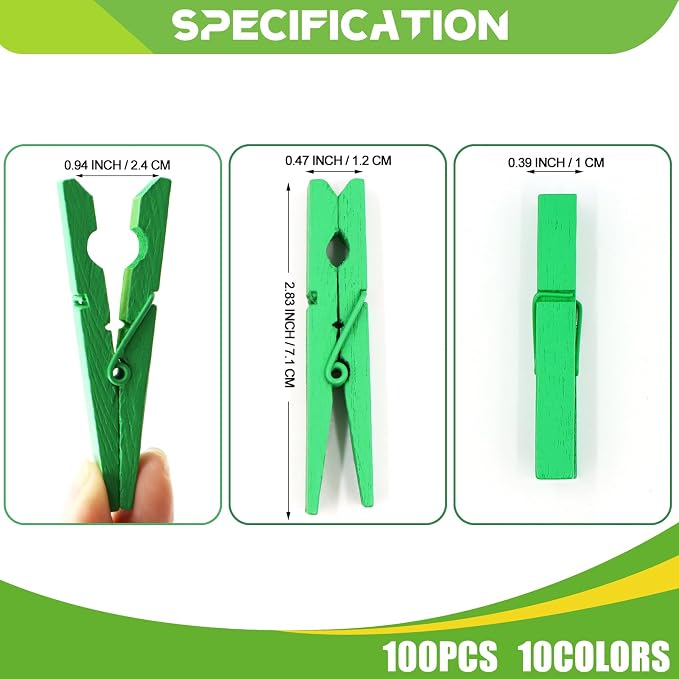 100 Pcs Green Clothes pins - Image 7