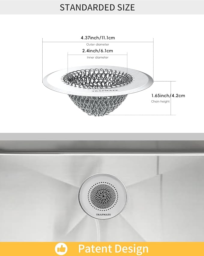 TRAPMATE 4 Pcs Kitchen Sink Drain Strainer, Stainless Steel Sink Strainer Basket - Image 6