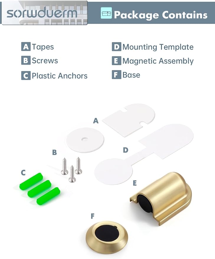 1 Pack Gold Door Stopper Magnetic Door Cathc Brushed Gold Floor Mounted Door - Image 7