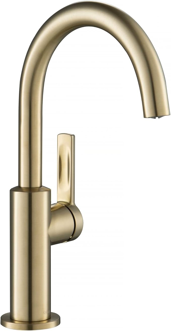 Kraus Oletto Single Handle Kitchen Bar Faucet in Spot Free Antique Champagne - Image 11