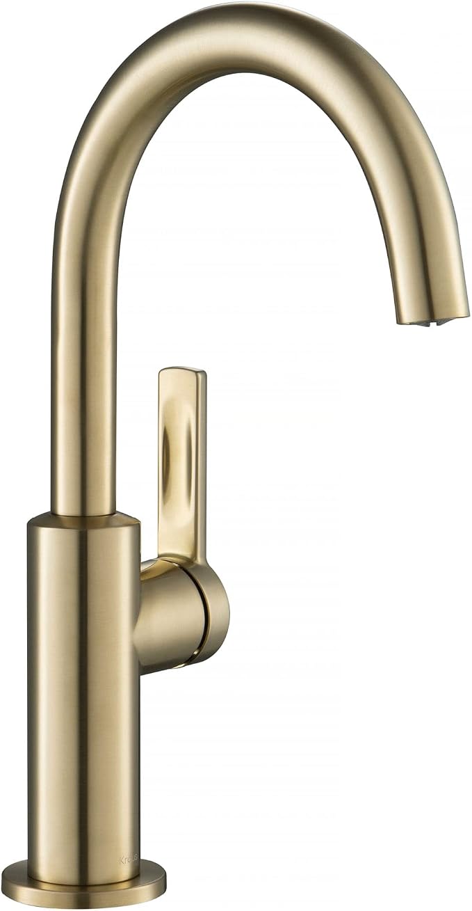 Kraus Oletto Single Handle Kitchen Bar Faucet in Spot Free Antique Champagne by Unknown