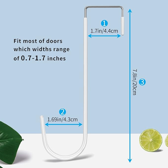 FYY Over the Door Hooks, Single-Hanger 4 Pack, Fits Doors 1.6" White | Heavy - Image 2