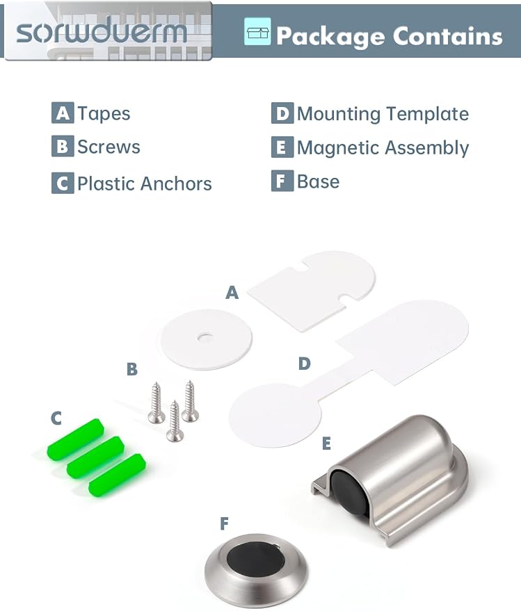 1 Pack Nickel Door Stopper Magnetic Door Cathc Brushed Nickel Floor Mounted - Image 8