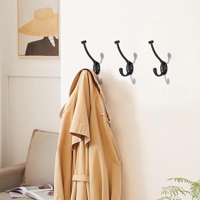 The 10 Pack 5-1/2 inch Black Coat Hook zinc Alloy mudroom Hooks is Suitable - Image 3