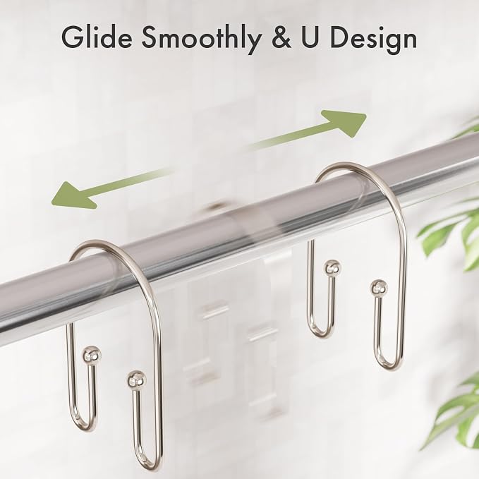 AmazerBath Shower Curtain Hooks, Nickel Shower Curtain Hooks Rust Proof - Image 4