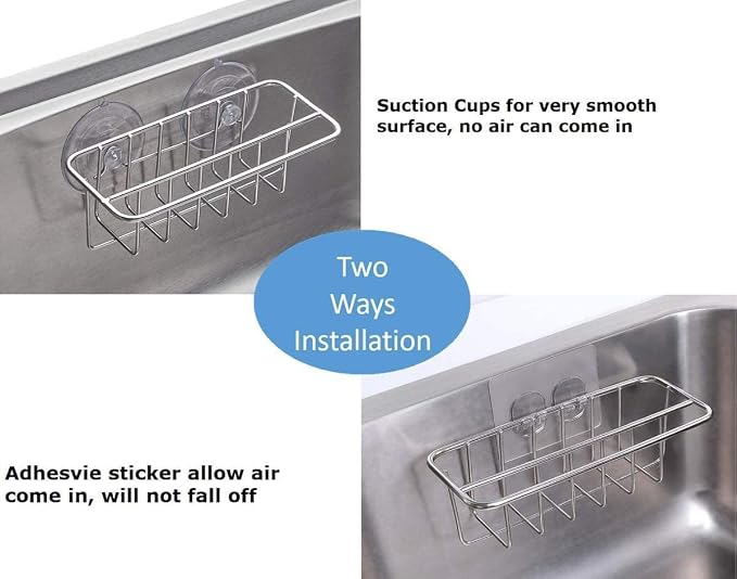 TESOT Sink Caddy Sponge Holder for Kitchen Sink Dish Cloth Hanger 2 Suspension - Image 4
