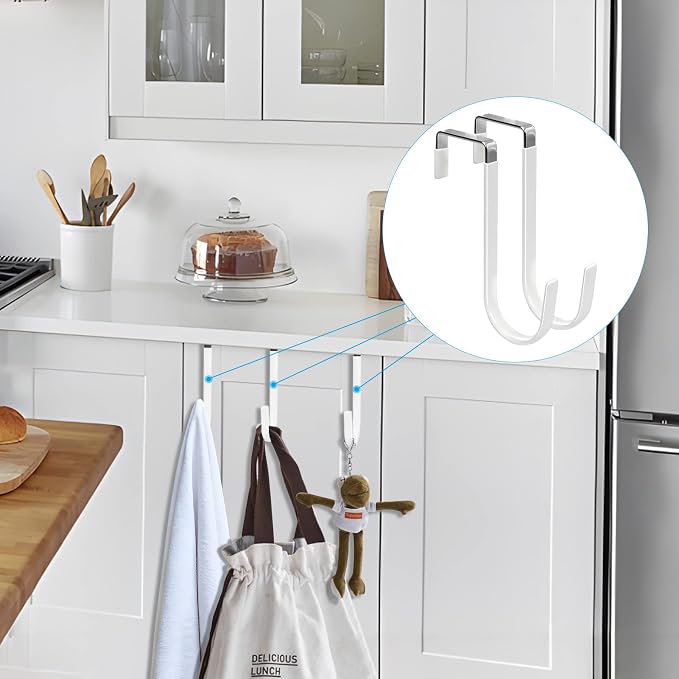 FYY Over the Door Hooks, Single-Hanger 8 Pack, Fits Doors 1 3/8" White | Heavy - Image 7
