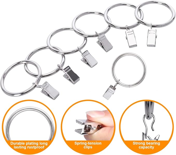 Lansian 100 Pack Curtain Rings - Image 3