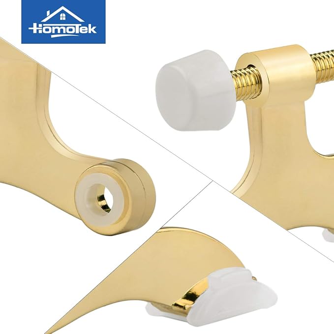 HOMOTEK 6 Pack Hinge Pin Bright Brass Door Stopper, Adjustable Deluxe Heavy - Image 5