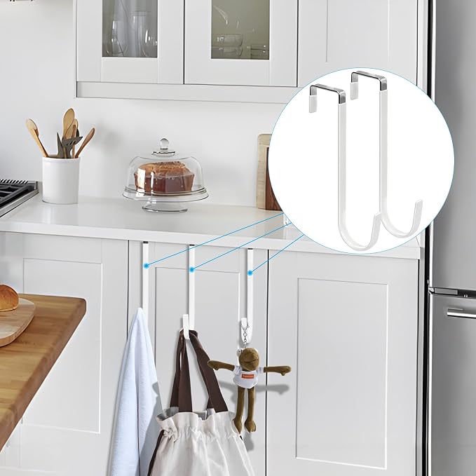 FYY Over the Door Hooks, Single-Hanger 4 Pack, Fits Doors 1.6" White | Heavy - Image 7