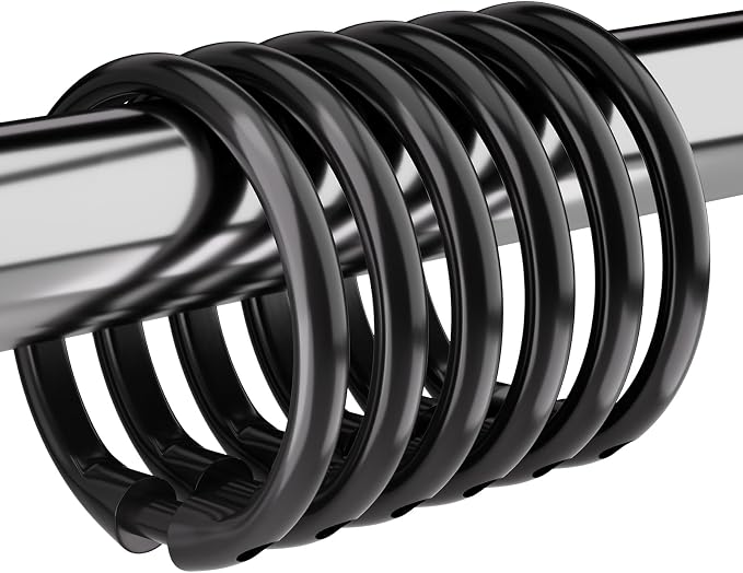 Amazer Black Shower Curtain Hooks Rings, O Shape Plastic Shower Curtain Hooks by Amazer