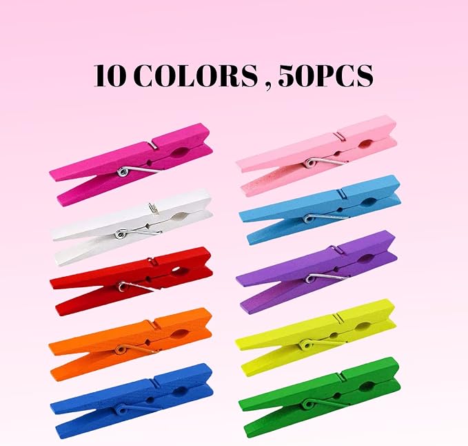 10 Colored Wooden Clothespins 50 PCS, 2.9 Inch Heavy Duty Clothes Pins | - Image 5