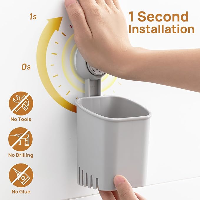 Powerful Suction Cup Toothbrush Holder, Drill-Free Wall Shower Holder - Image 2