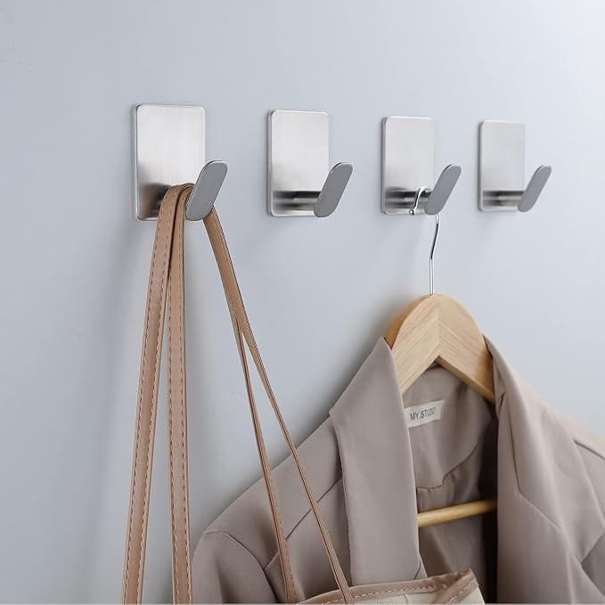 Sticky Hooks for Hanging Adhesive, Brushed Nickel, 6 Pack - Image 3