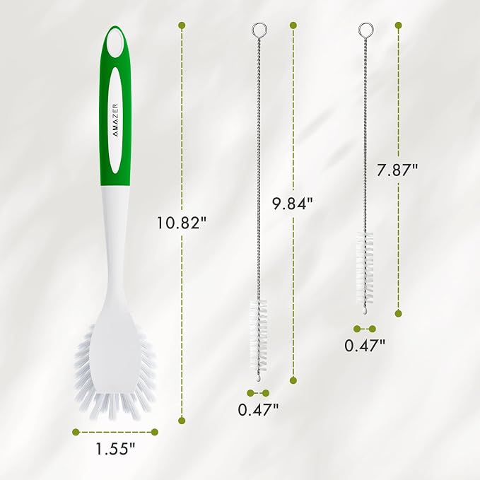 4 Pack Dish Brush with Handle, Kitchen Scrub Brushes - Image 4