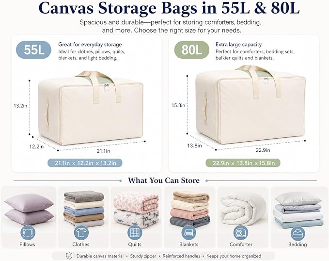 DoYiKe Soft Large Canvas Comforter Storage Bags - Image 2