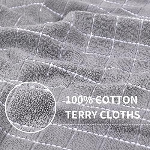 Homaxy 100% Cotton Terry Kitchen Towels, 2 Pack, Light Grey - Image 2