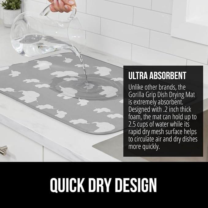 GORILLA GRIP Ultra Water Absorbent Microfiber Dish Drying Mat, Slip Resistant - Image 3