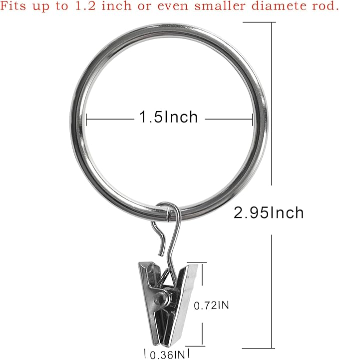 40 Pack Metal Curtain Rings - Image 2